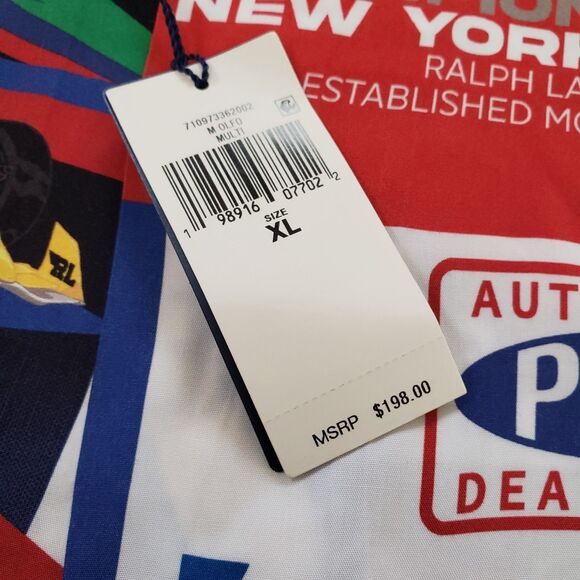 Polo Ralph Lauren Formula Racing Sz XL Classic Fit Prix Poster Woven Camp Shirt - Picture 4 of 8